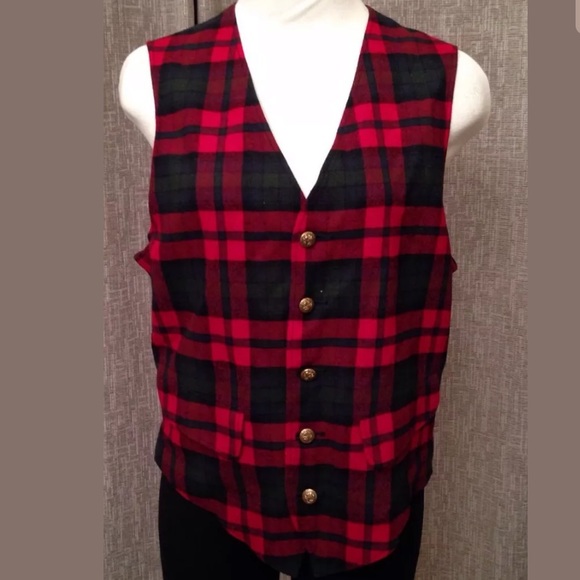 PENDLETON Red Tartan Plaid Wool🎄Holiday Vest